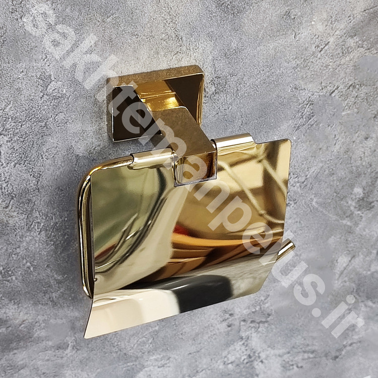 جای رول دستمال توالت کاوردار دیواری استیل ضد زنگ طلایی براق