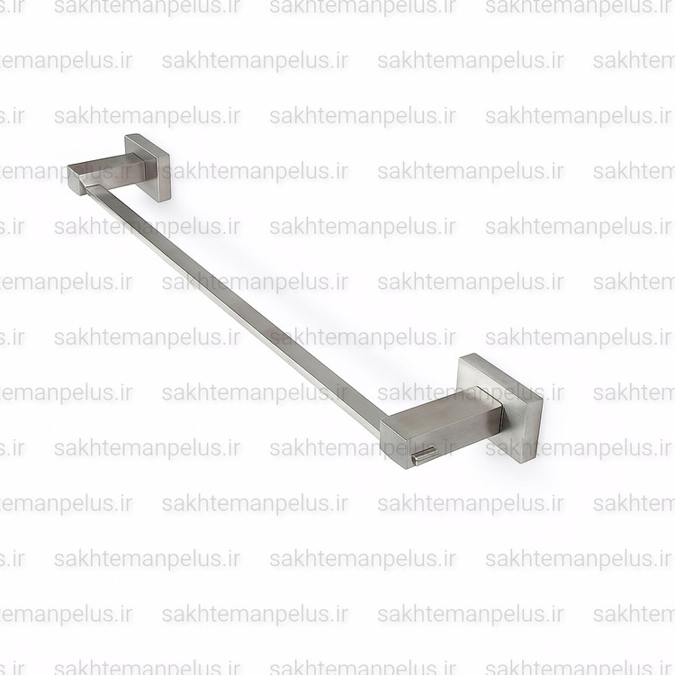 جای حوله بلند دیواری(آویز حوله )سرویس بهداشتی و حمام پایه فلت گریت کروم مات (استیل خشدار)