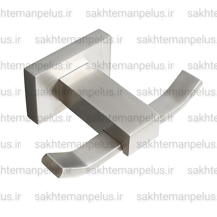 تصویر قلاب حوله دو شاخه دیواری کروم مات گریت