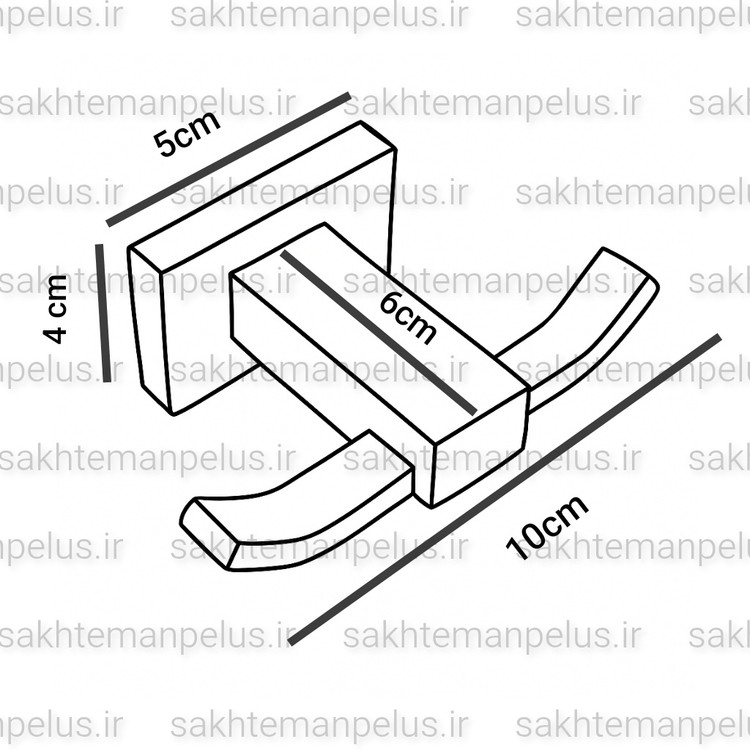 ابعاد قلاب حوله دو شاخه دیواری کروم مات گریت