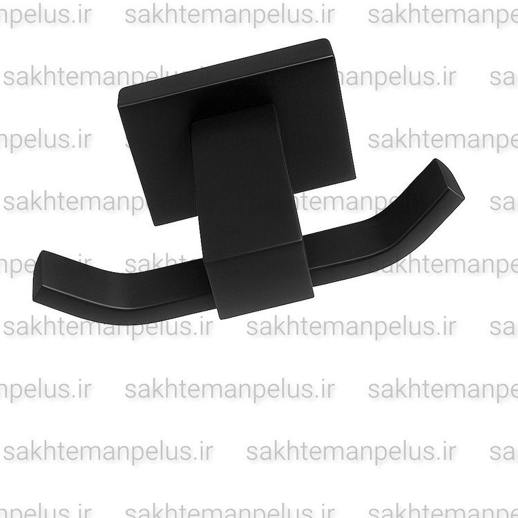 قلاب آویز حوله دو شاخه دیواری گریت مشکی مات ضد زنگ