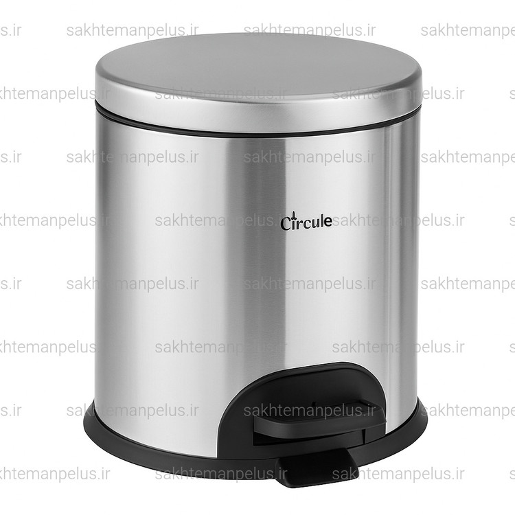 سطل زباله ۱۵ لیتر تمام استیل پدالی آرام بند گرد سرکوله