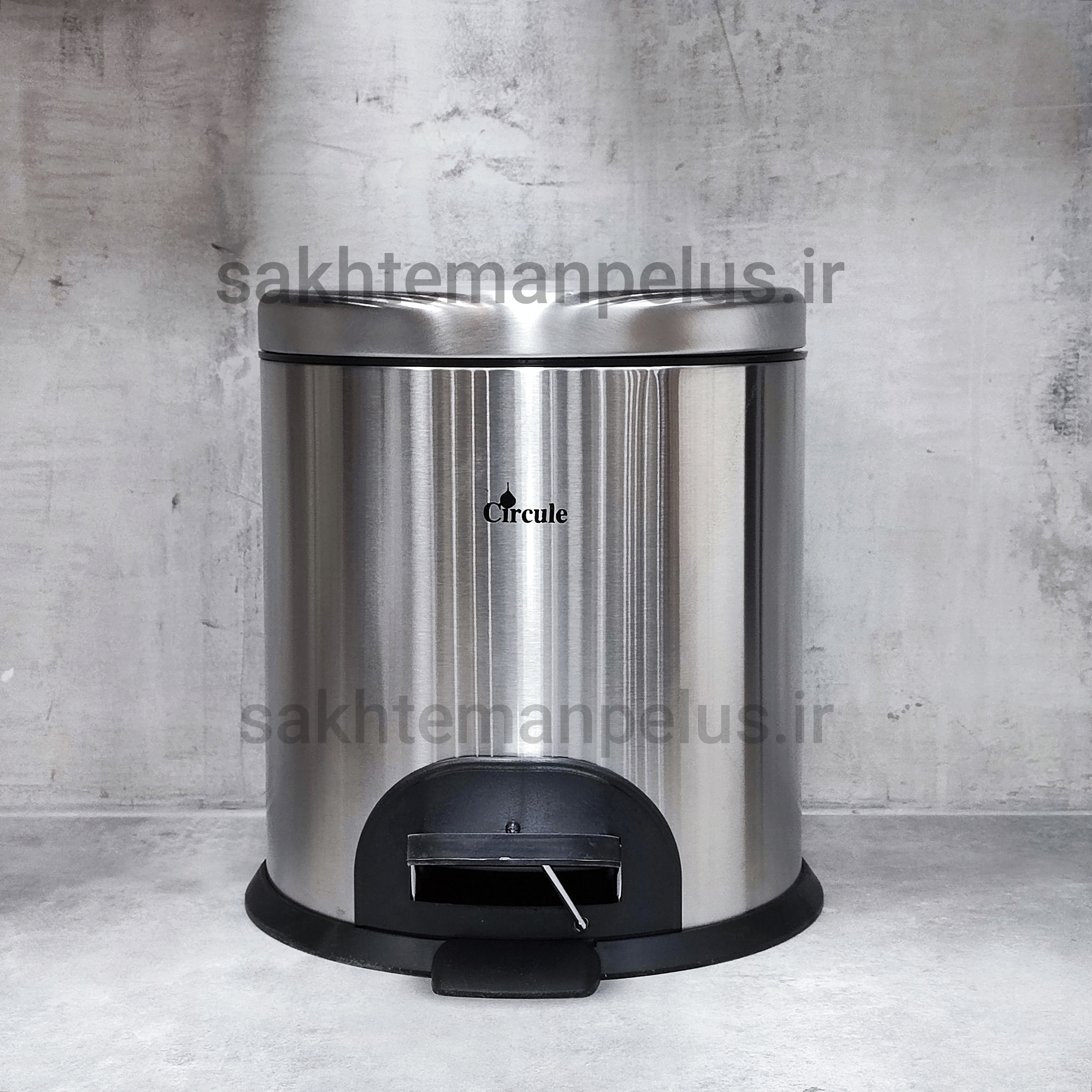 سطل زباله ۱۵ لیتر تمام استیل پدالی آرام بند گرد سرکوله