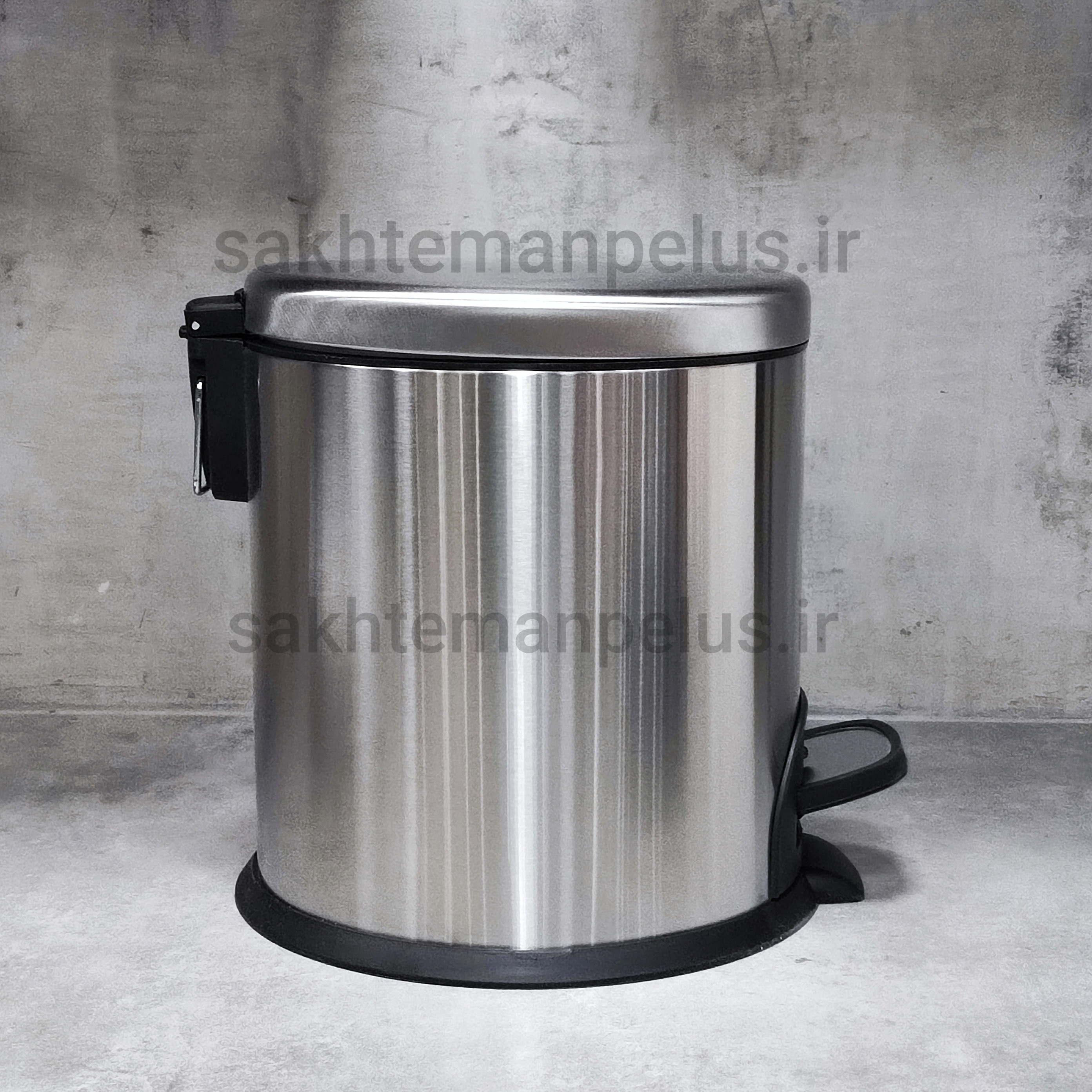 سطل زباله ۱۵ لیتر تمام استیل پدالی آرام بند گرد سرکوله