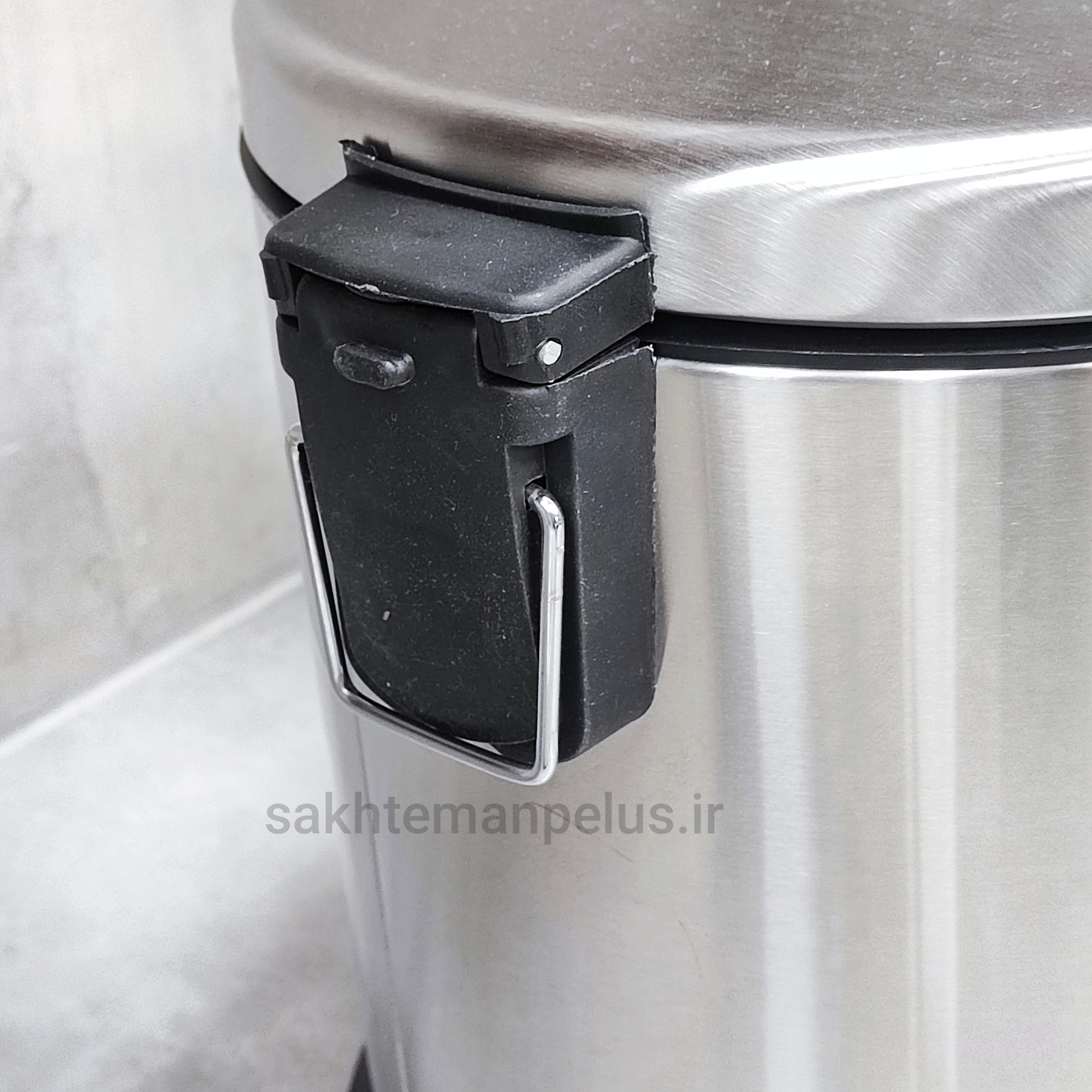 سطل زباله ۱۵ لیتر تمام استیل پدالی آرام بند گرد سرکوله