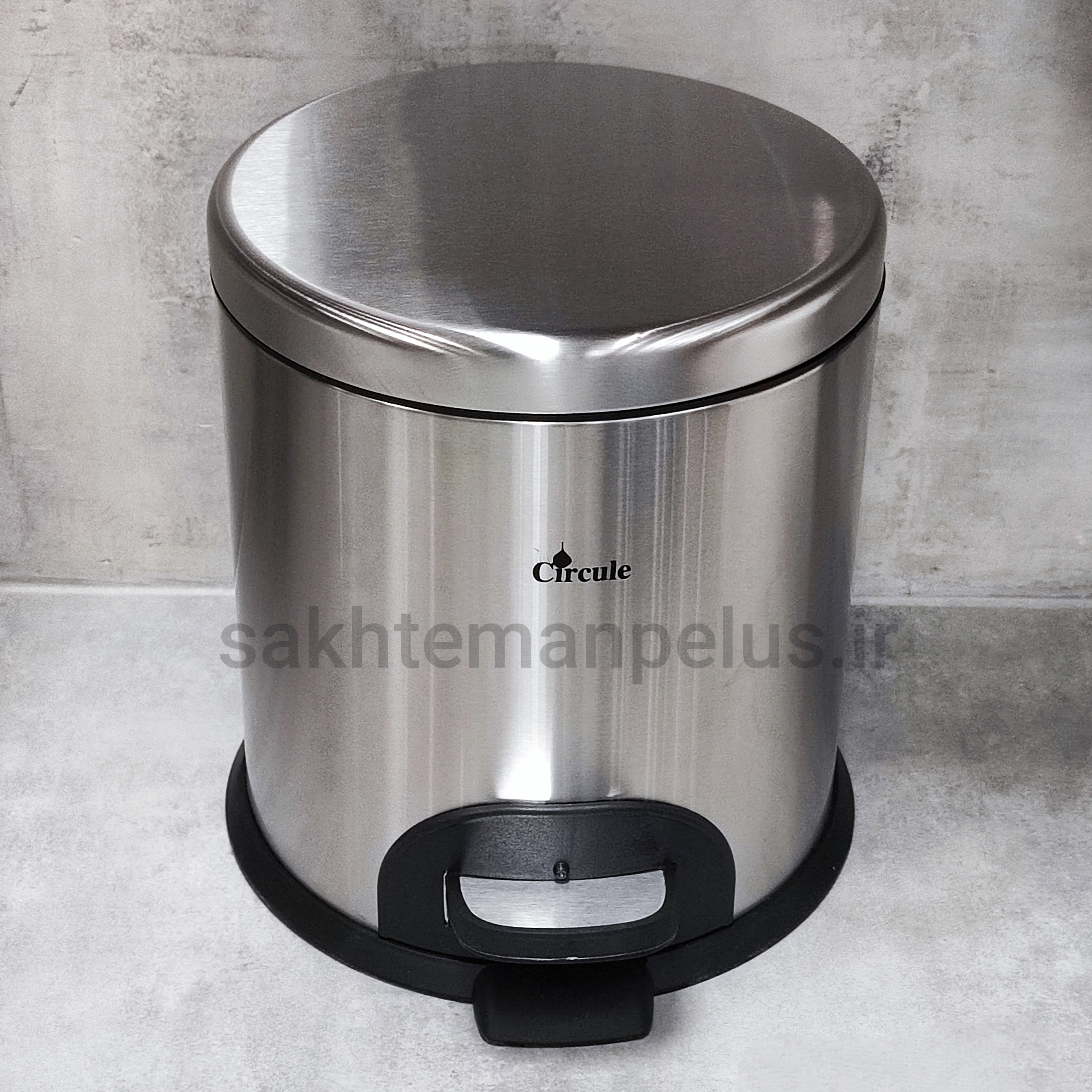 سطل زباله ۱۵ لیتر تمام استیل پدالی آرام بند گرد سرکوله