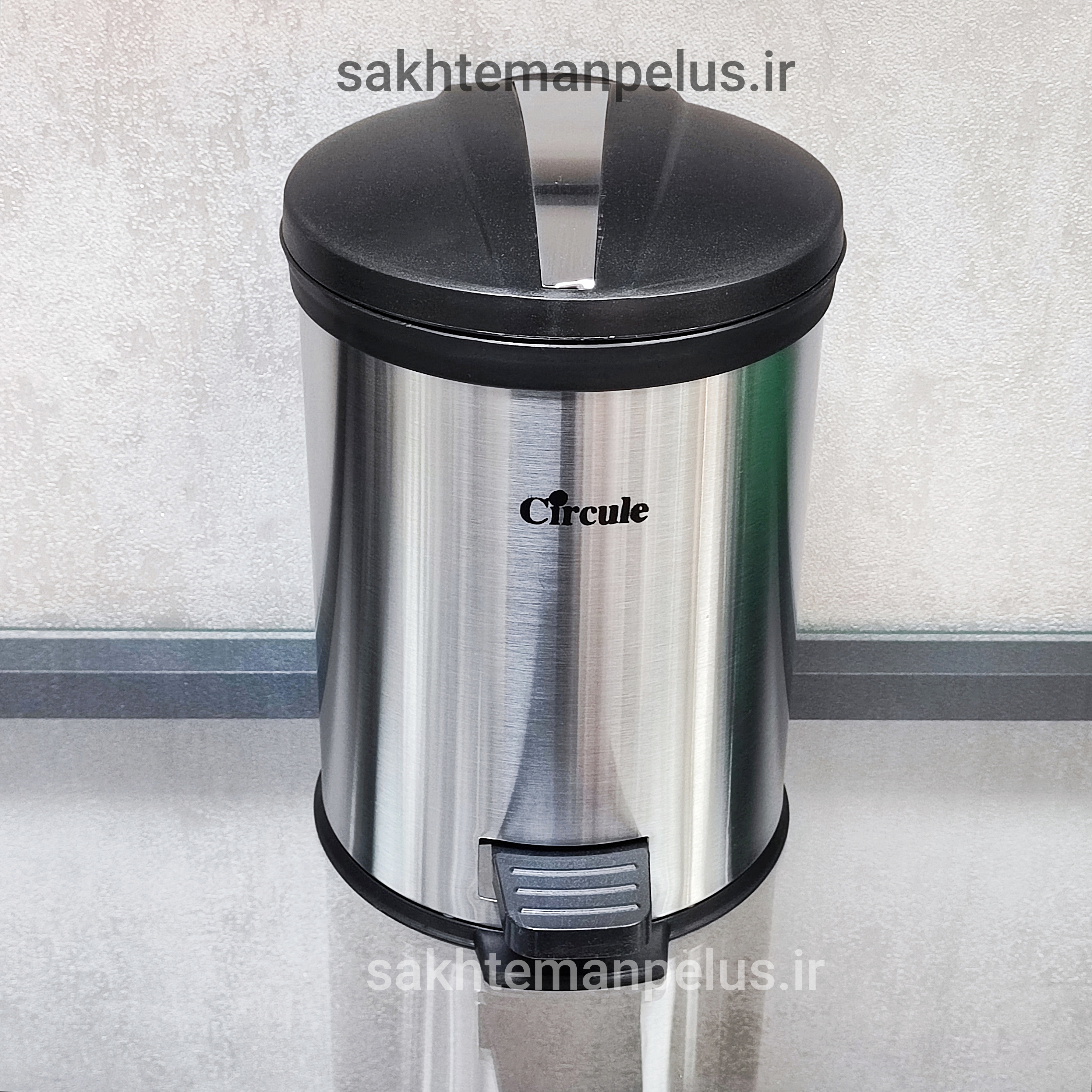 سطل زباله ۳ لیتر پدالی استیل درب پلیمری سرکوله
