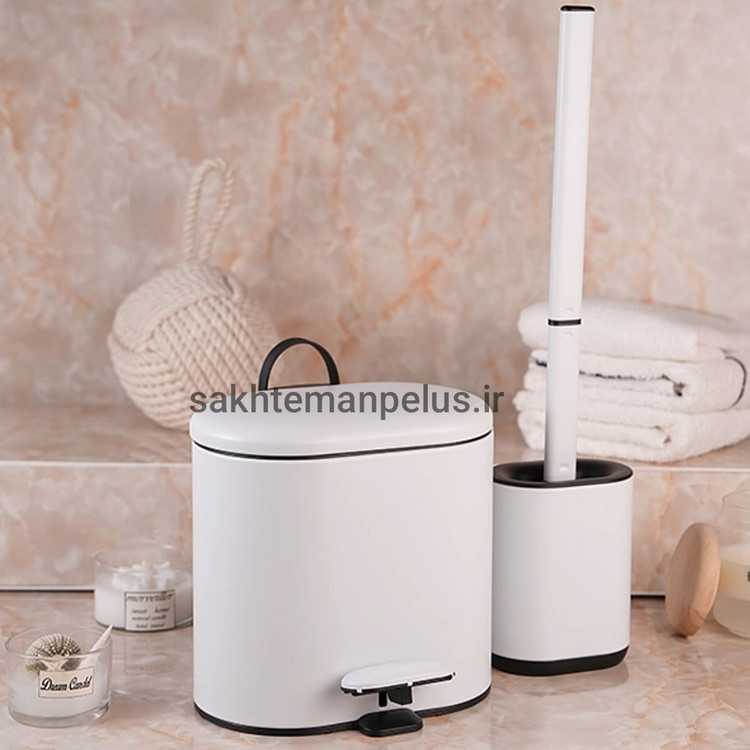 سطل و فرچه ی تک برند پرفکت سایز 3 لیتر بیضی رنگ سفید با پدال آرام بند