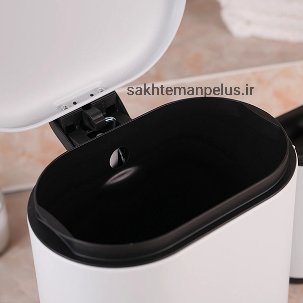 سطل و فرچه ی تک برند پرفکت سایز 3 لیتر بیضی رنگ سفید با پدال آرام بند