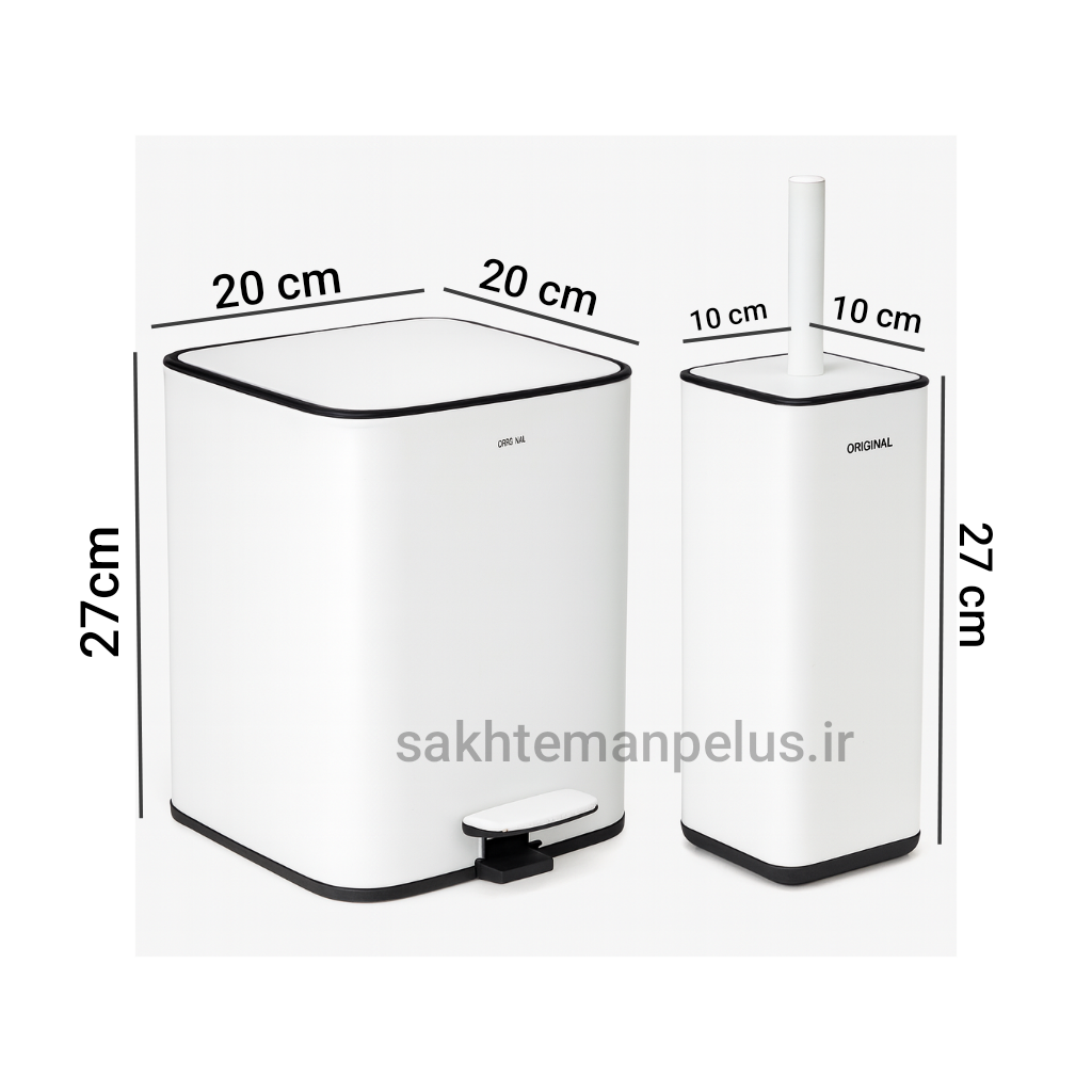 ست سطل و فرچه ۵ لیتر درب تخت مربع اورجینال سفید آرام بند