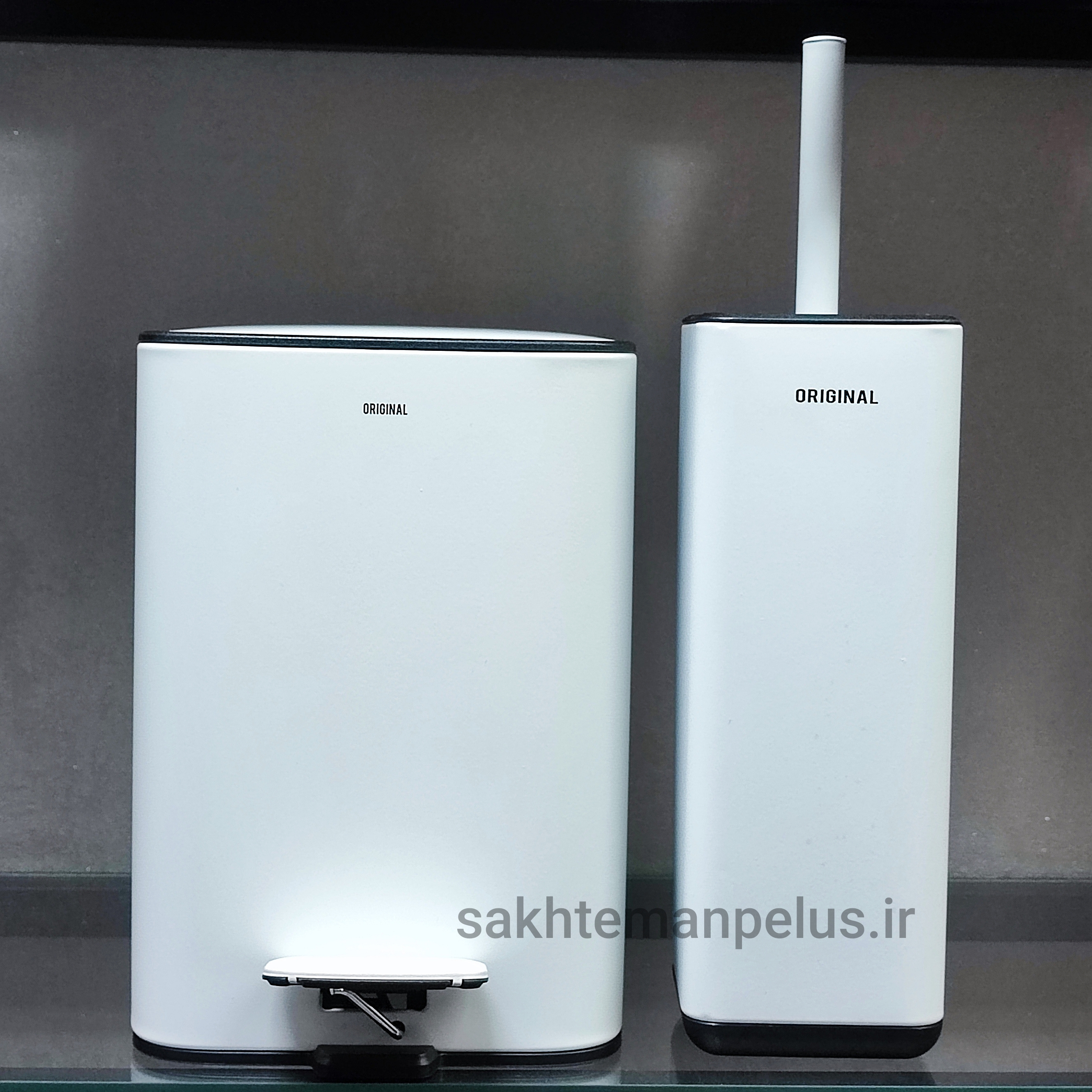 ست سطل و فرچه ۵ لیتر درب تخت مربع اورجینال سفید آرام بند