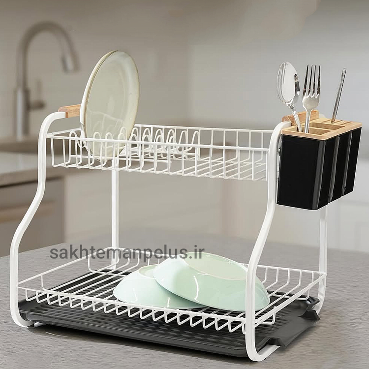 جا ظرفی فلزی یک و نیم طبقه کیمیا سفید اطلس