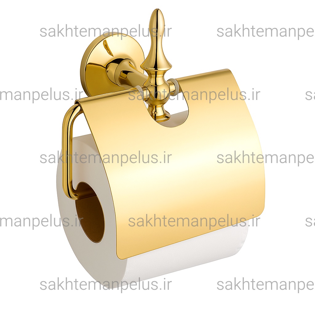 جای رول دستمال توالت دیواری کروز مدل کاوردار کد 009 طلایی براق