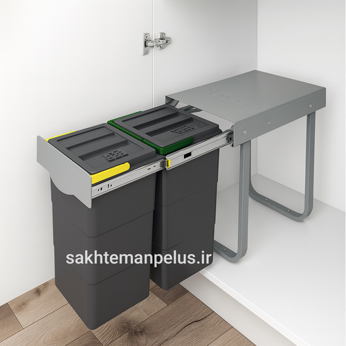 سطل زباله دو مخزنه پلاتین مدل 3661 ظرفیت ۲۴ لیتر