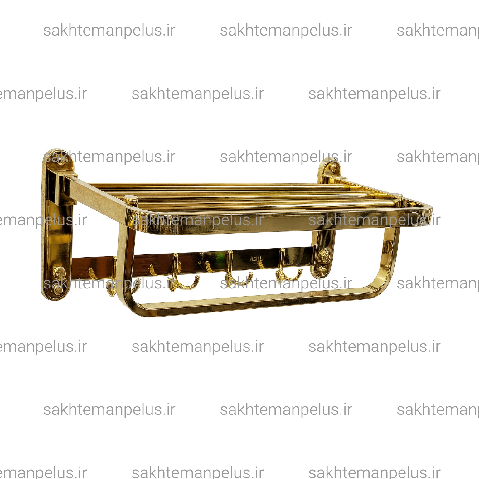 رخت آویز حمام تاشو  ۵۰ سانت دیواری  تمام استیل fiore طلایی