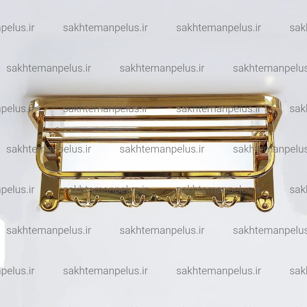 رخت آویز حمام تاشو  ۵۰ سانت دیواری  تمام استیل fiore طلایی