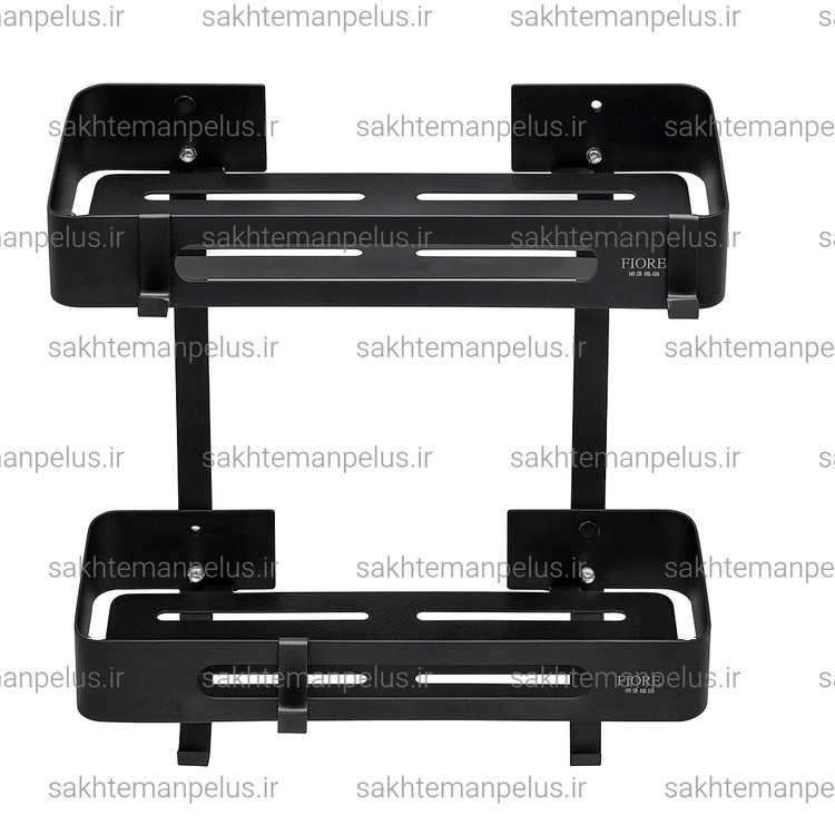 قفسه حمام مدل وسط دو طبقه صفحه ای استیل ۳۰۴ ضد زنگ مشکی fiore