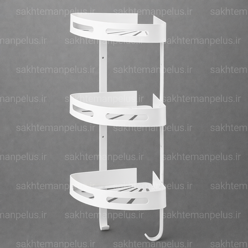 قفسه حمام تی بی کو مدل کنج صفحه ای تسمه پهن دیواری آلومینیومی سه طبقه سفید