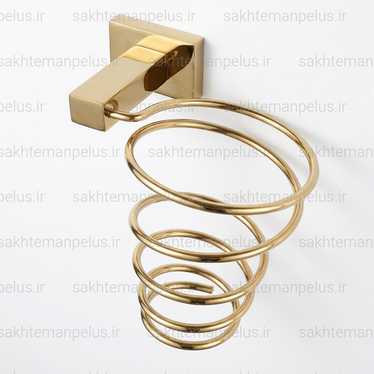 پایه دیواری استیل نگهدارنده سشوار طلایی