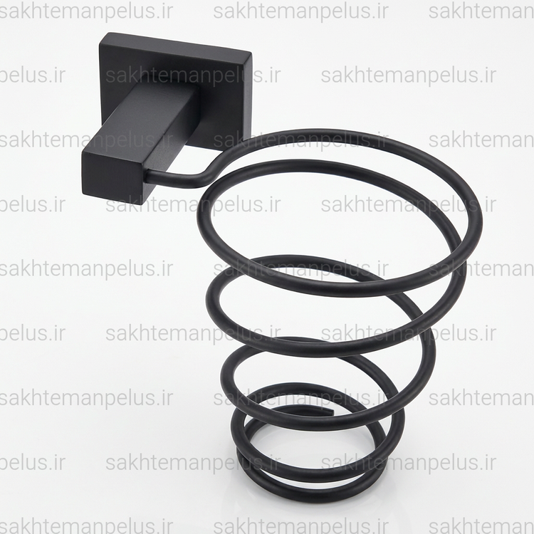پایه دیواری استیل نگهدارنده سشوار مشکی مات