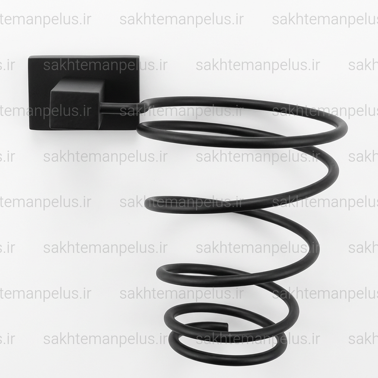 پایه دیواری استیل نگهدارنده سشوار مشکی مات