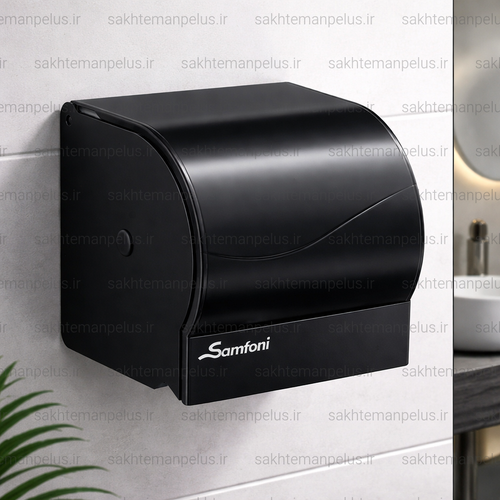 جای رول دستمال توالت دیواری پوشیده سمفونی مدل دلسا مشکی