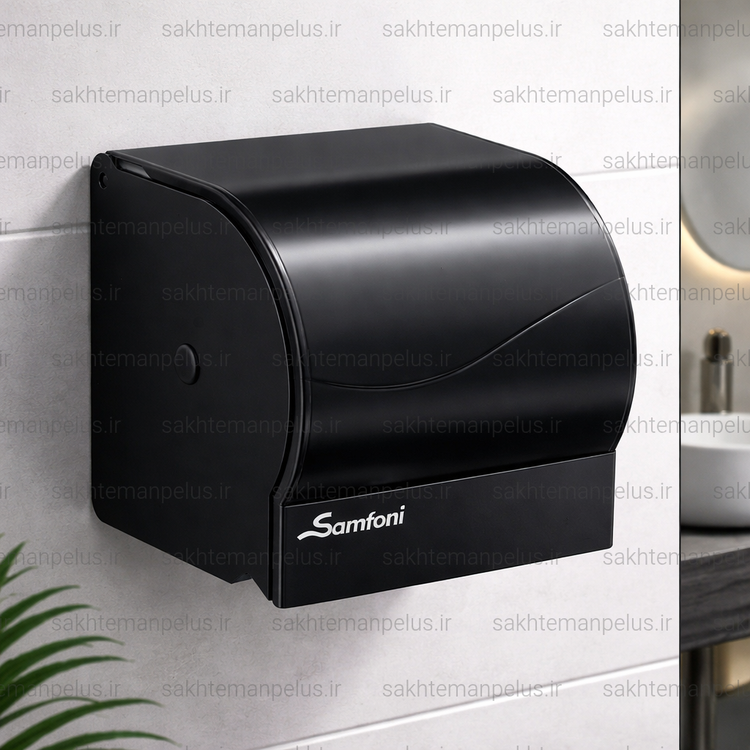 جای رول دستمال توالت دیواری پوشیده سمفونی مدل دلسا مشکی