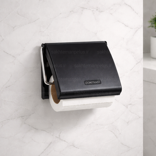 پایه رول دستمال کاغذی دیواری کنتراست مدل میامی رنگ مشکی